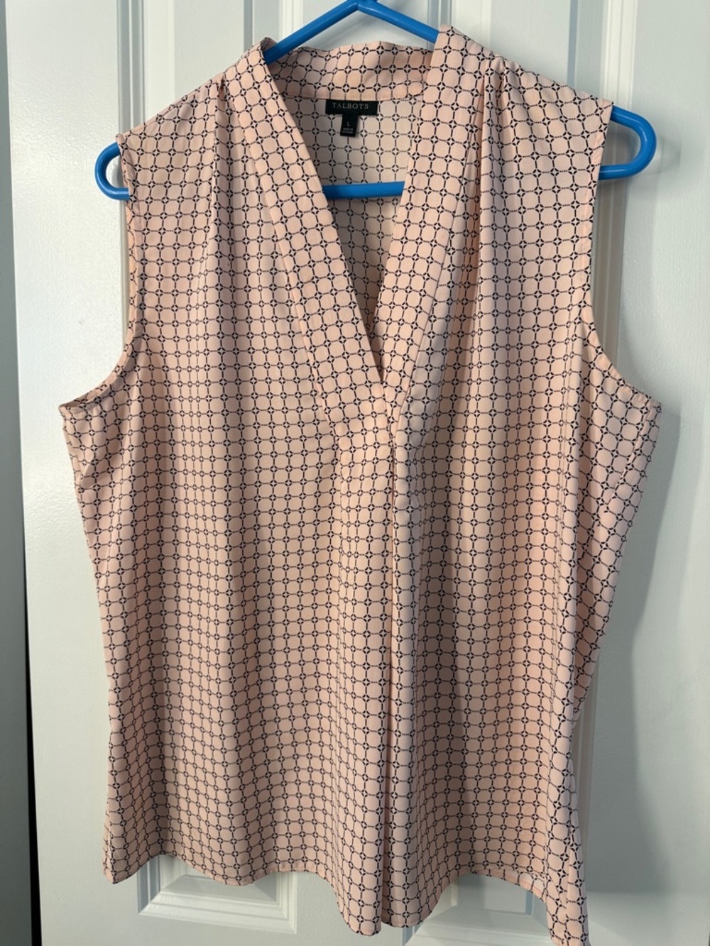 Talbots Pink Sleeveless V-Neck Geometric Tank